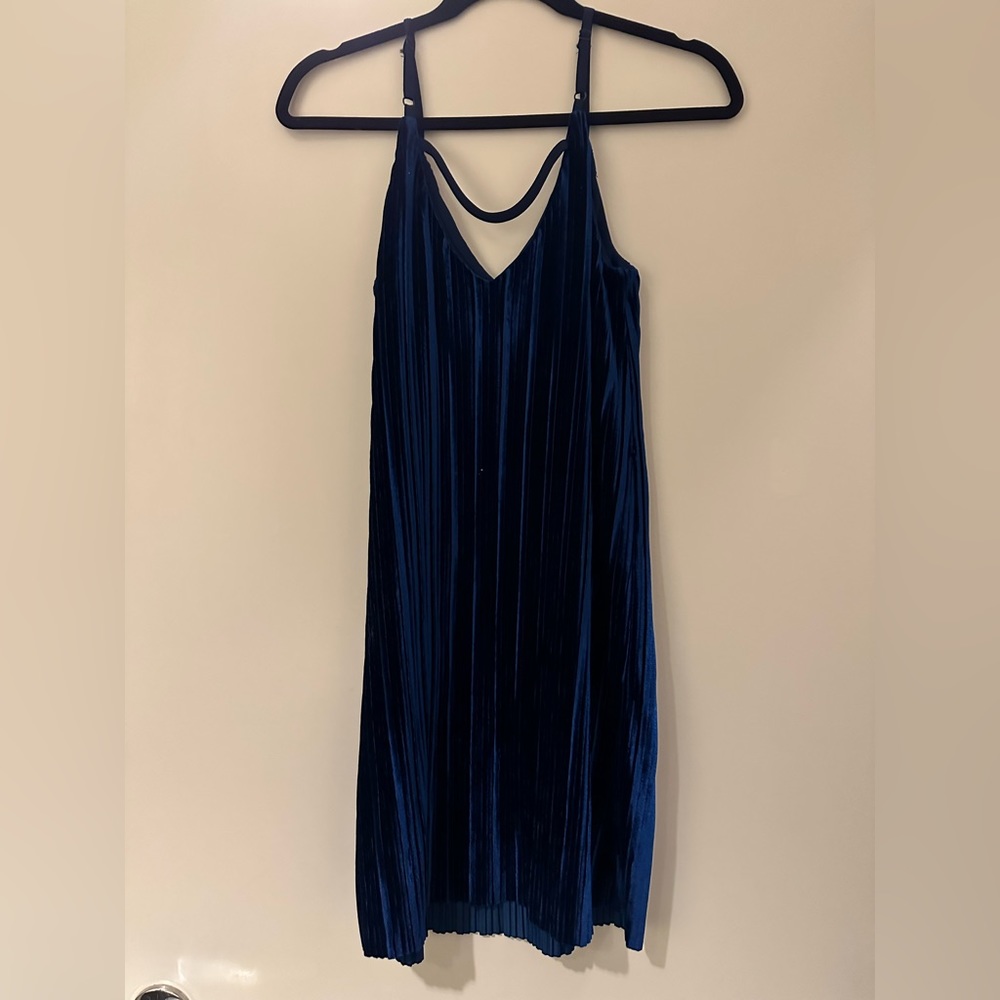 Navy blue velvet dress